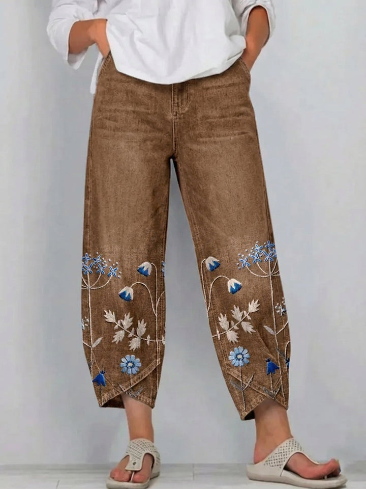 Quintine | Floral-Embroidered Trouser