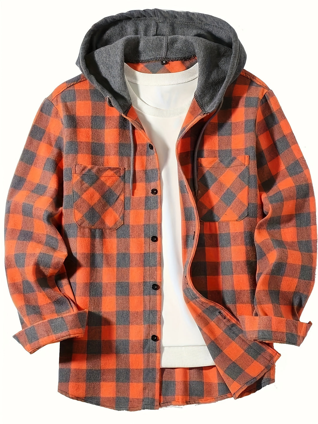 Men's Plus Size Hooded Relaxed Fit Overshirt