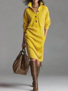 Wilhelmina | Women's Ribbed Knit Midi Sweater Dress