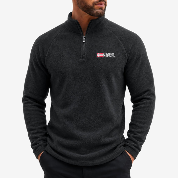 Men's Knit Fleece Quarter Zip Sweater - Black