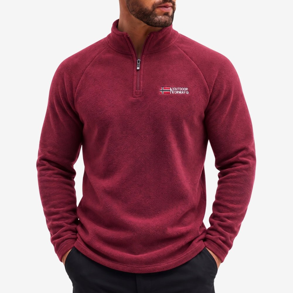Men's Knit Fleece Quarter Zip Sweater - Crimson