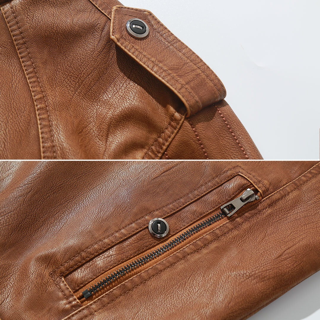Bernard | Fleece-Lined Leather Biker Jacket
