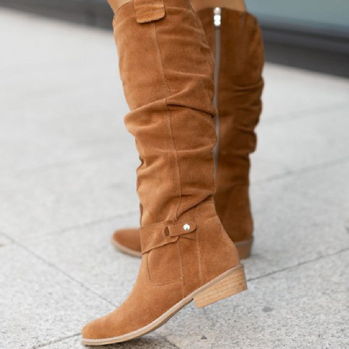 Edwina women's round toe low heel knee high boots - photo 5