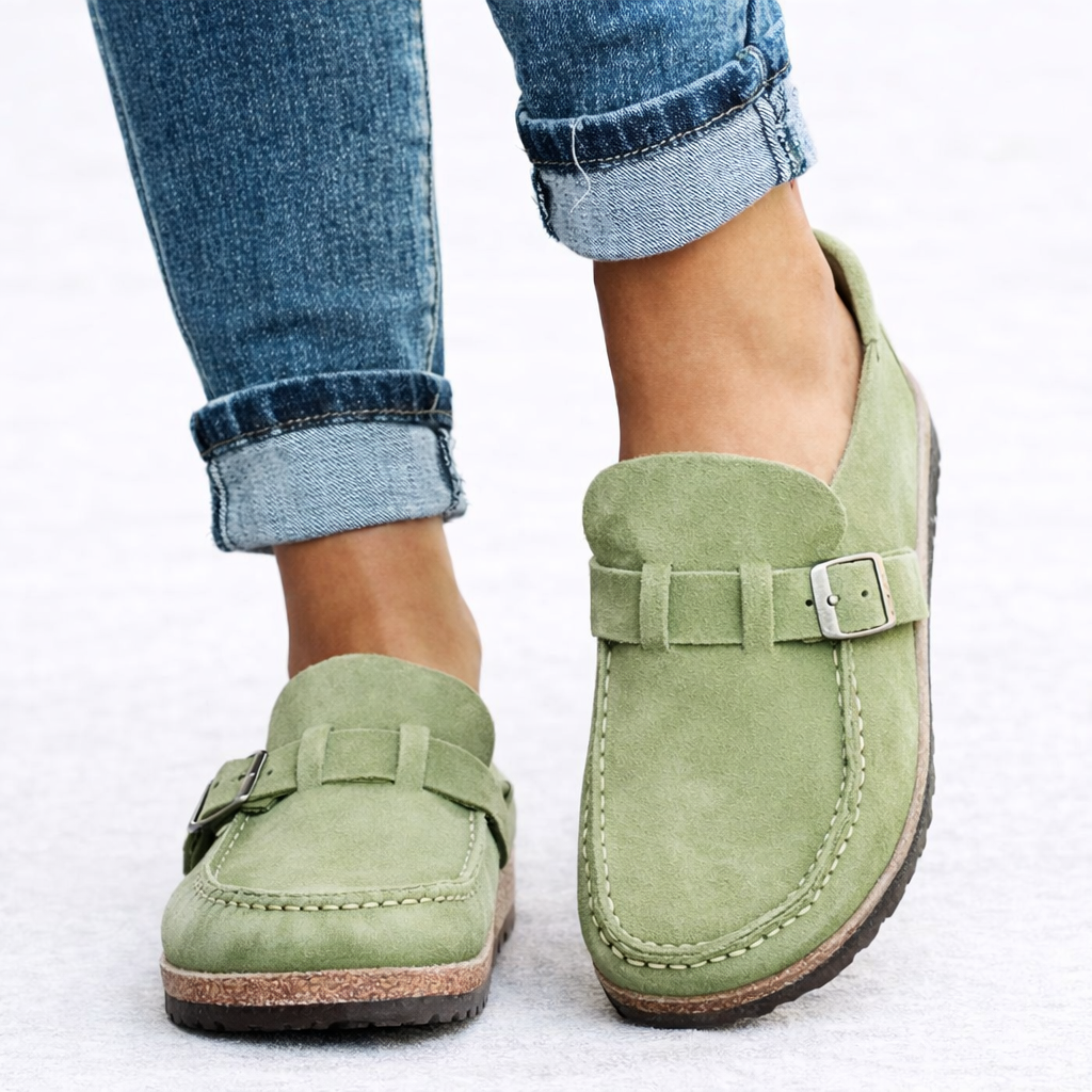 Women's Orthopedic Faux Suede Buckle Loafers