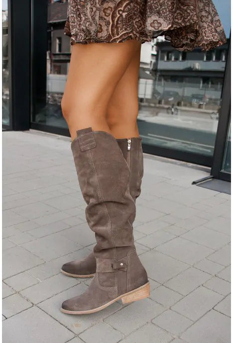 Edwina women's round toe low heel knee high boots - photo 8