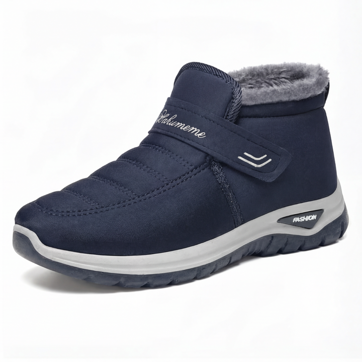 Waterproof Fur Lined Ankle Slip On Snow Boots - Blue