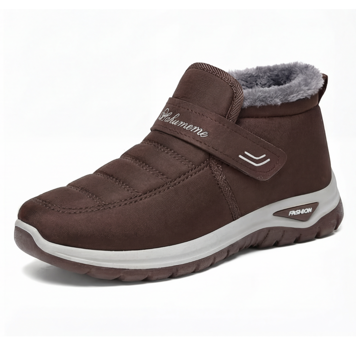 Waterproof Fur Lined Ankle Slip On Snow Boots - Brown