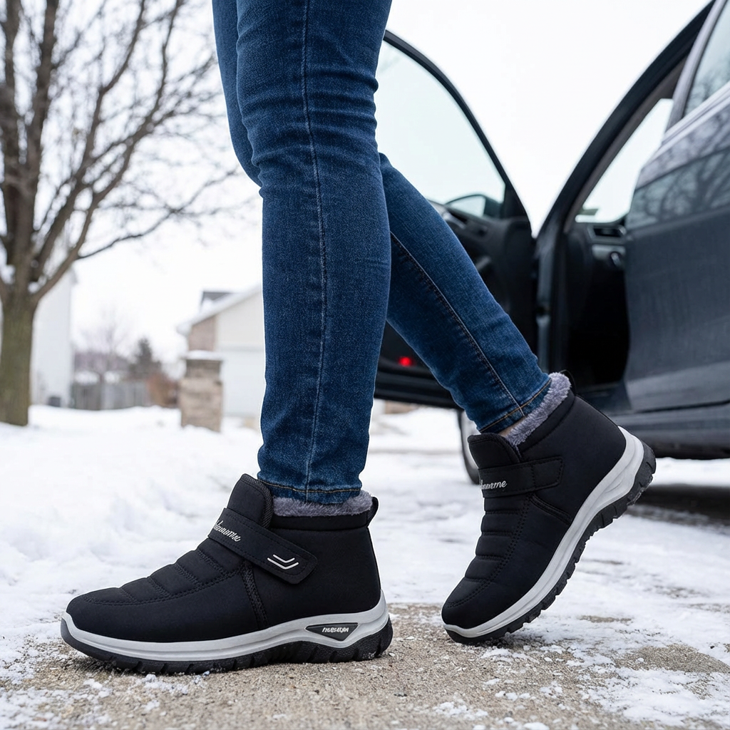 Waterproof Fur Lined Ankle Slip On Snow Boots
