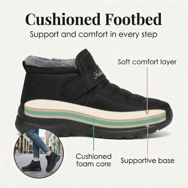 Waterproof Fur Lined Ankle Slip On Snow Boots