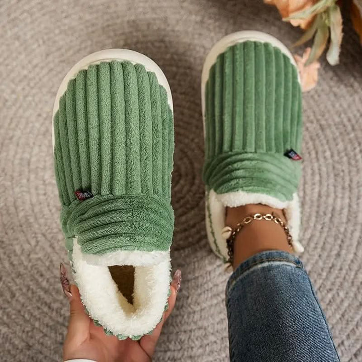 Women's House Indoor Wide Fit Slippers - Green