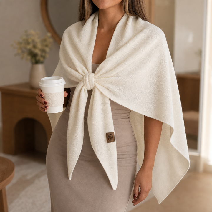 Women's Wool Knit Neck Triangle Scarf - Cream