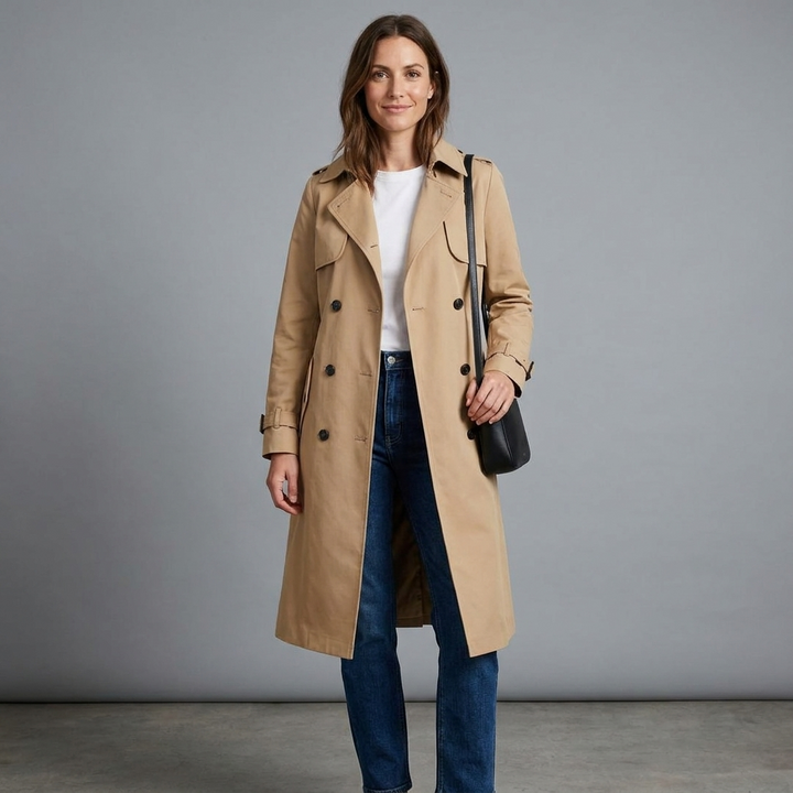 Women's Belted Double-Breasted Trench Coat