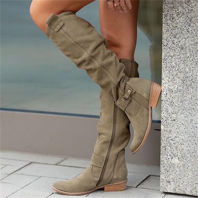 Edwina women's round toe low heel knee high boots - photo 6