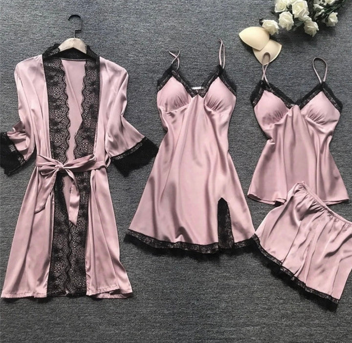 Women's Lounge Matching Silk Pajama Set - Pink