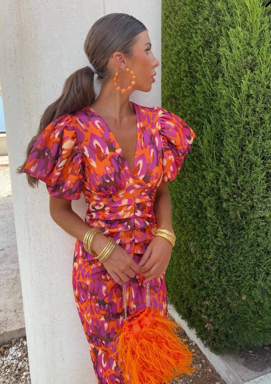 Claudette | Bold-Print Midi Dress