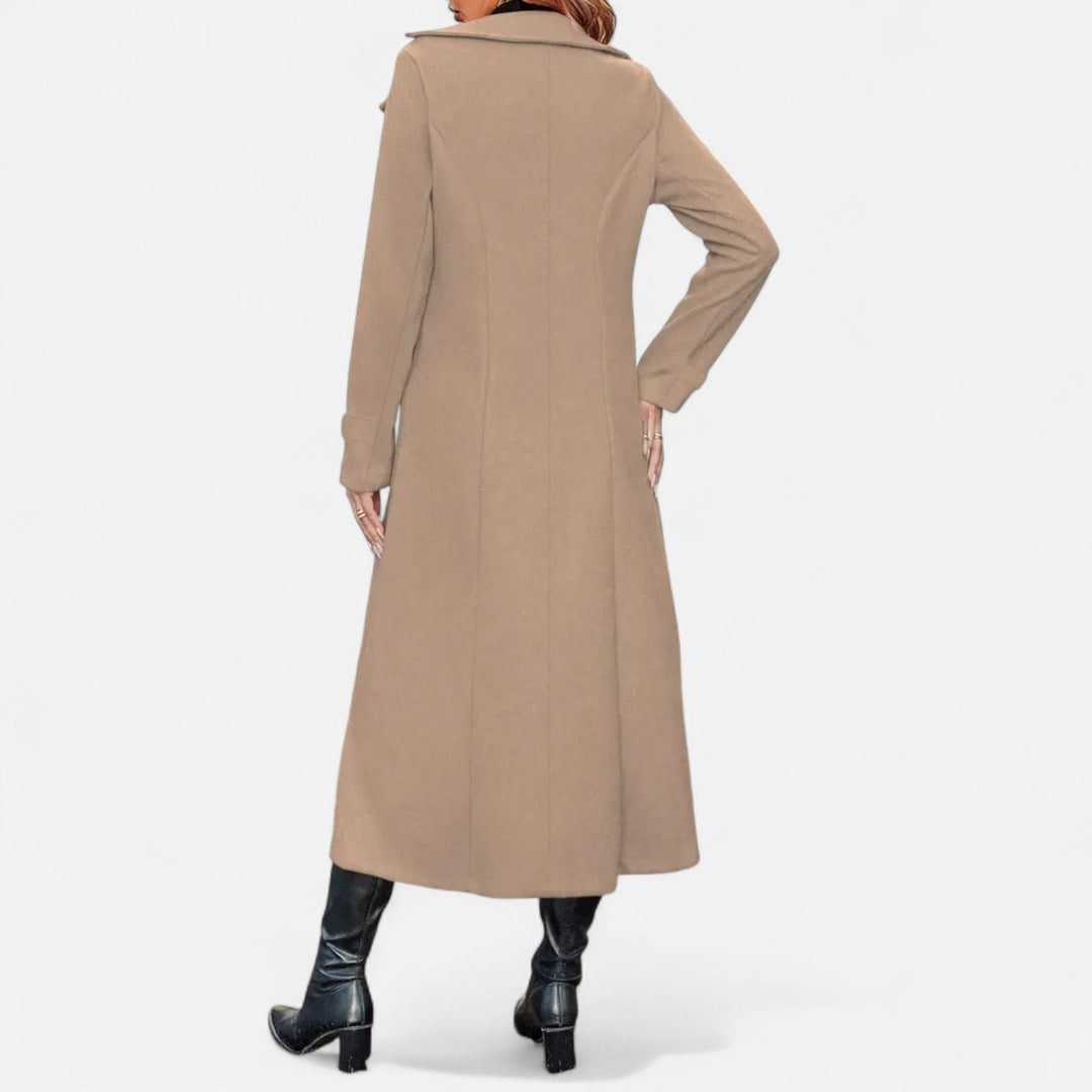 Women's Wool Fitted Long Double-Breasted Peacoat