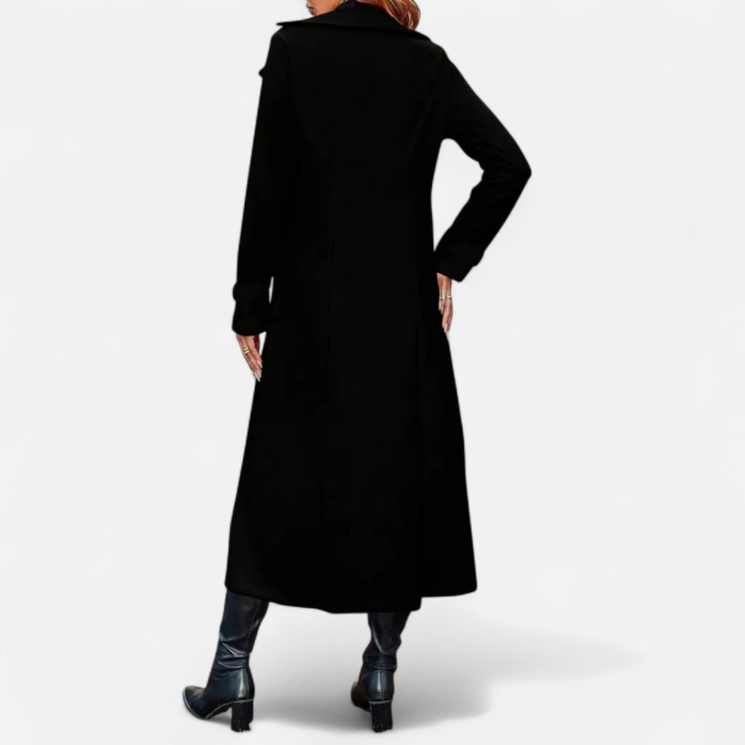 Women's Wool Fitted Long Double-Breasted Peacoat