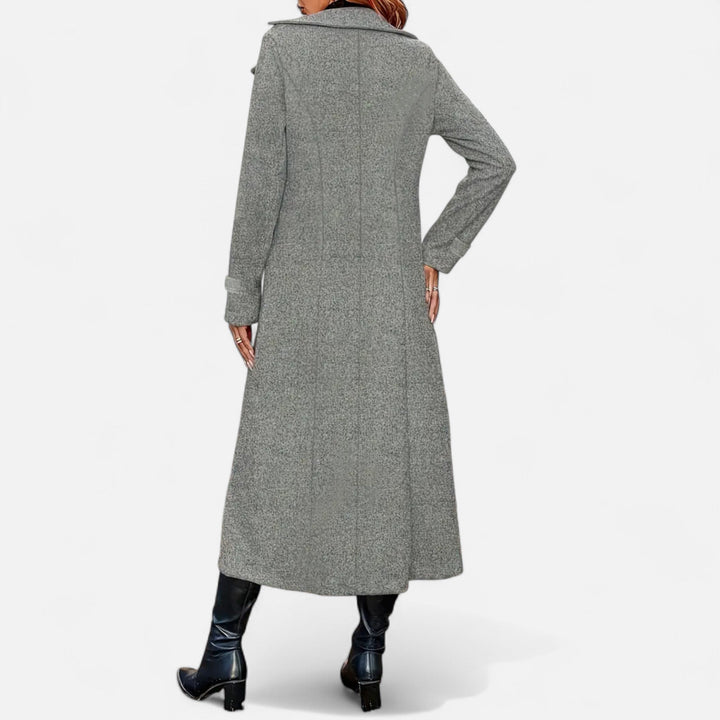 Women's Wool Fitted Long Double-Breasted Peacoat