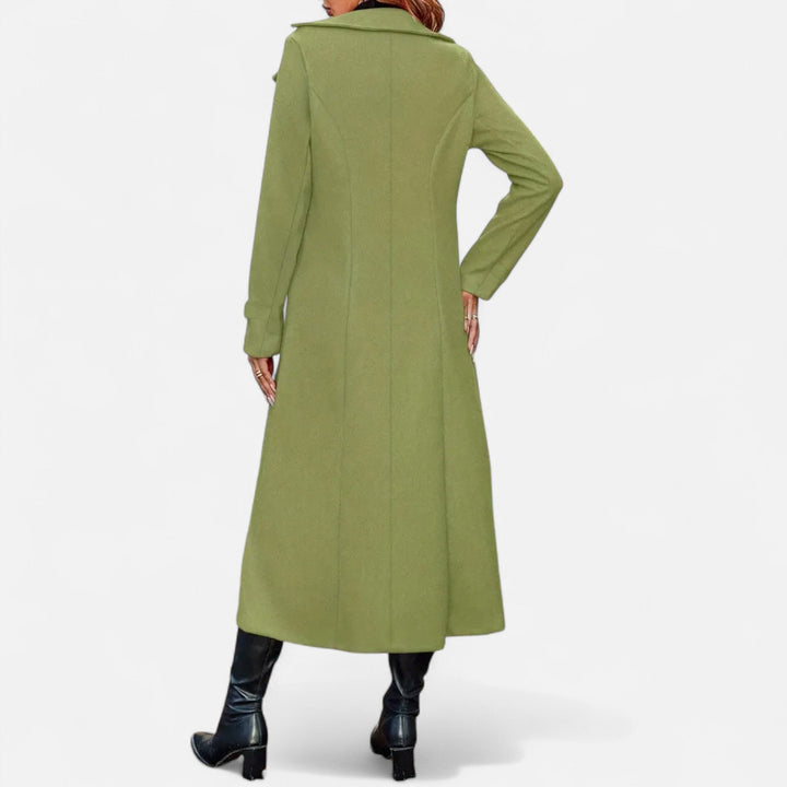 Women's Wool Fitted Long Double-Breasted Peacoat
