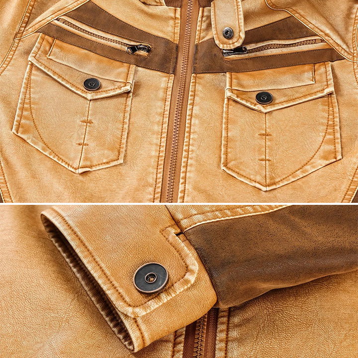 Bruce | Hooded Leather Field Jacket