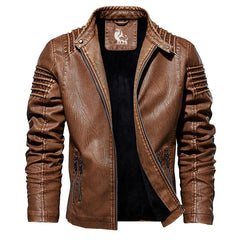 Franklin | Ribbed-Sleeve Leather Moto Jacket with an Asymmetric Zip