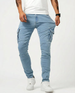 Alastair | Stretch Slim Cargo Trousers with Side Pockets