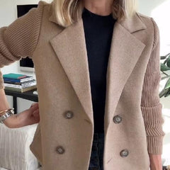 Amalia | Polished Double-Breasted Blazer with Knit Sleeves