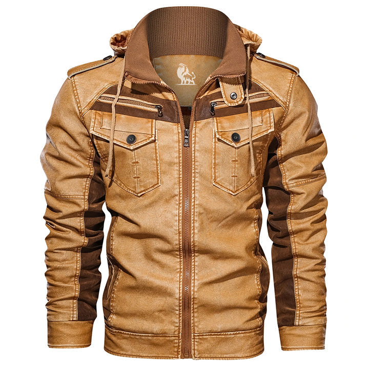 Bruce | Hooded Leather Field Jacket
