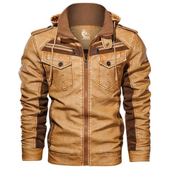 Bruce | Leather Field Jacket with a Removable Hood