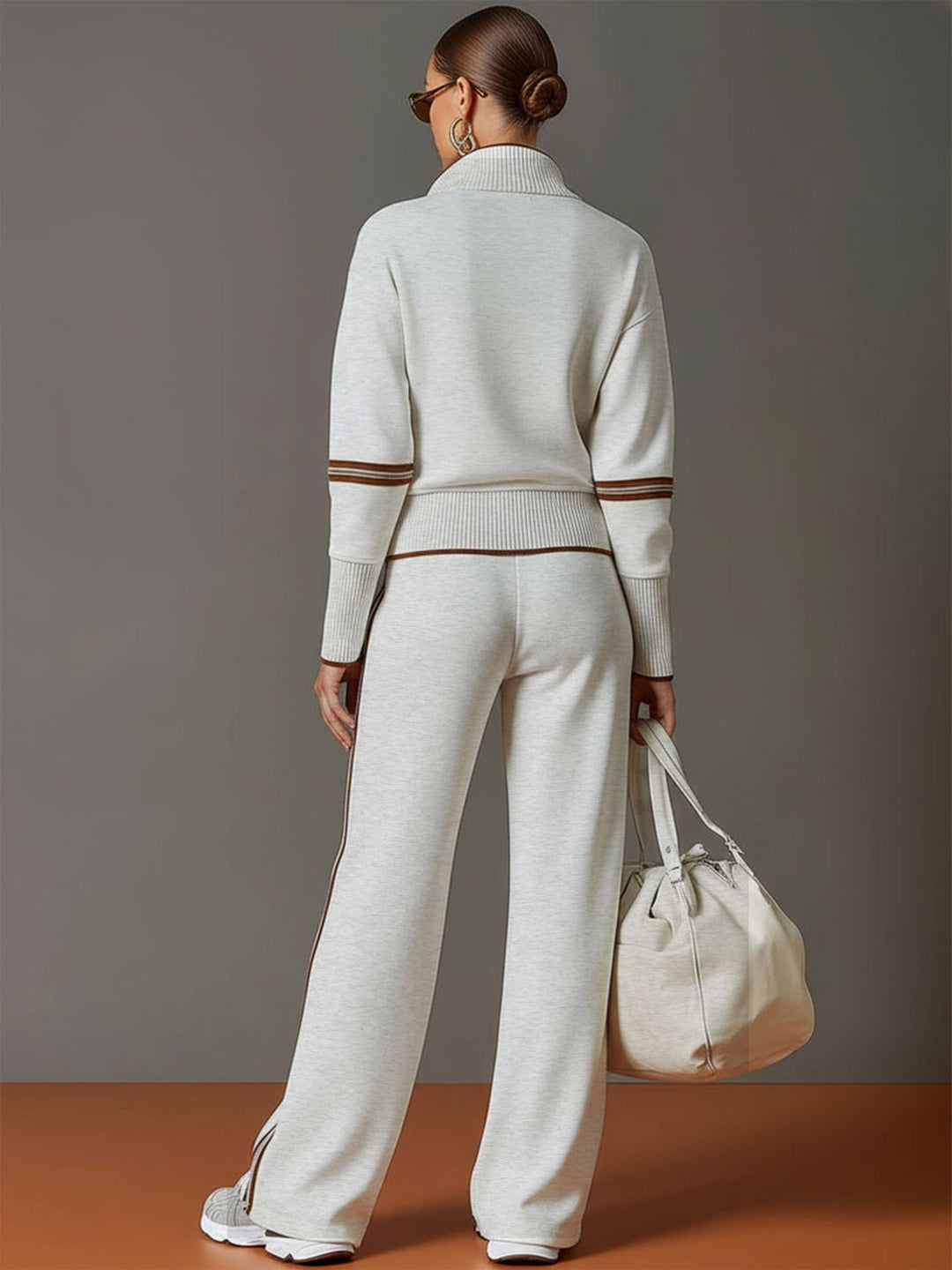 Christèle | Stripe-Trim Two-Piece Set