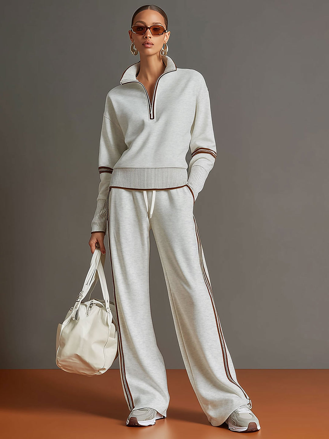Christèle | Stripe-Trim Two-Piece Set