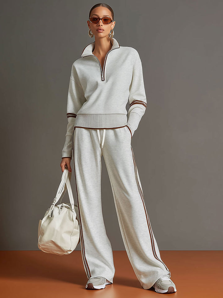 Christèle | Stripe-Trim Two-Piece Set