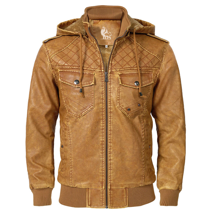 Douglas | Hooded Leather Bomber Jacket