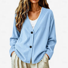 Marielle | Women's Relaxed V-Neck Button Cardigan