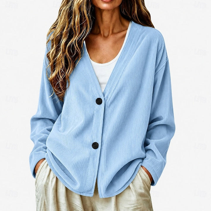 Women's Relaxed V-Neck Button Cardigan