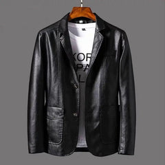 Edmund | Leather Blazer Jacket with a Notch Lapel