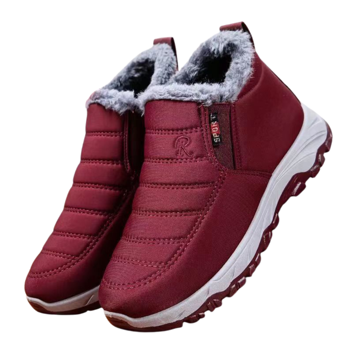 Men's Fleece-Lined Leather Shoes Winter Slip-On Snow Boots