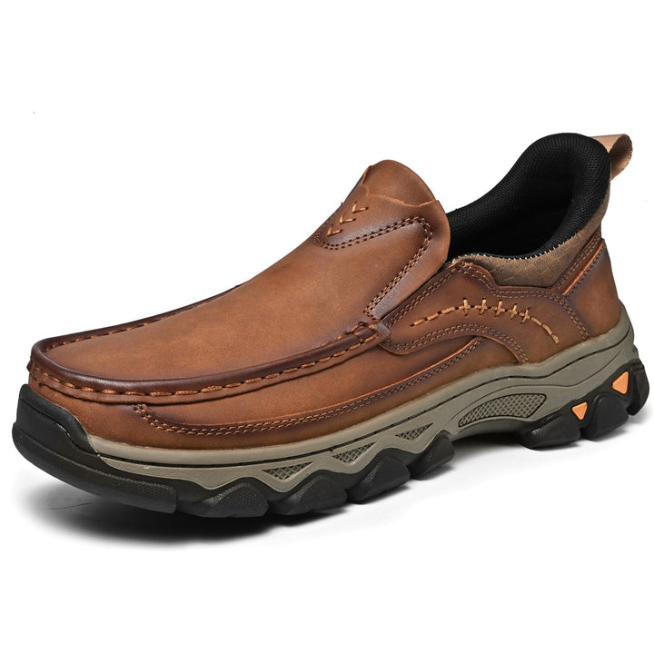 Men's Leather Slip On Orthopedic Shoes Men - Light Brown