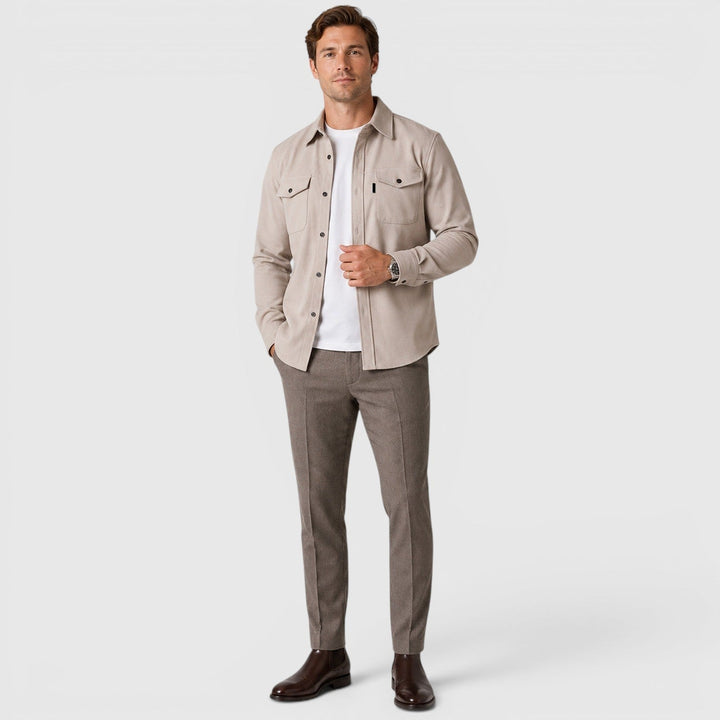 Men's Slim Fit Brushed Cotton-Look Overshirt