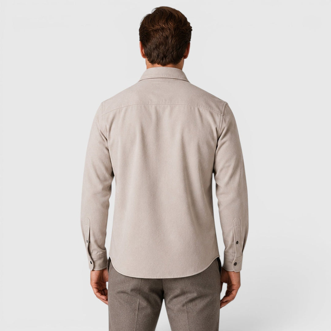Men's Slim Fit Brushed Cotton-Look Overshirt