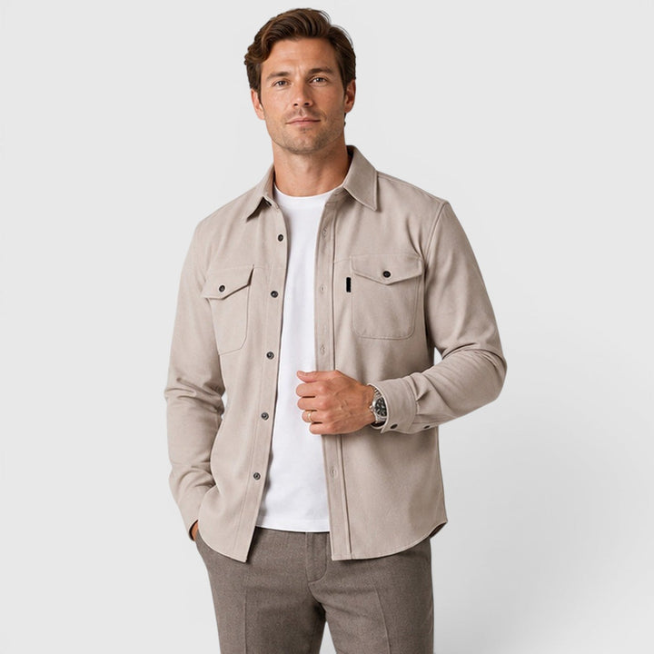 Men's Slim Fit Brushed Cotton-Look Overshirt