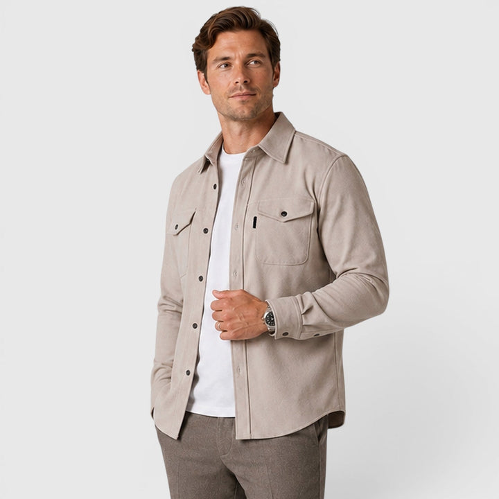 Men's Slim Fit Brushed Cotton-Look Overshirt