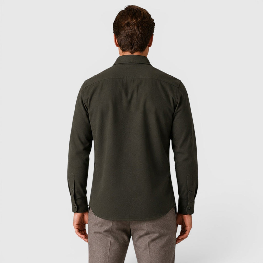 Men's Slim Fit Brushed Cotton-Look Overshirt