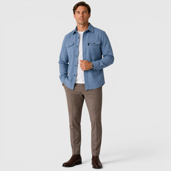 Men's Slim Fit Brushed Cotton-Look Overshirt