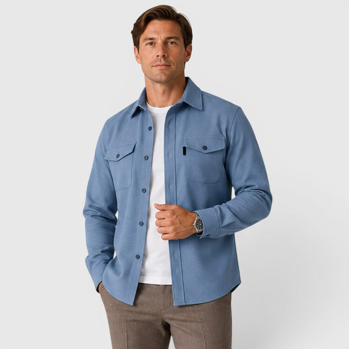 Men's Slim Fit Brushed Cotton-Look Overshirt