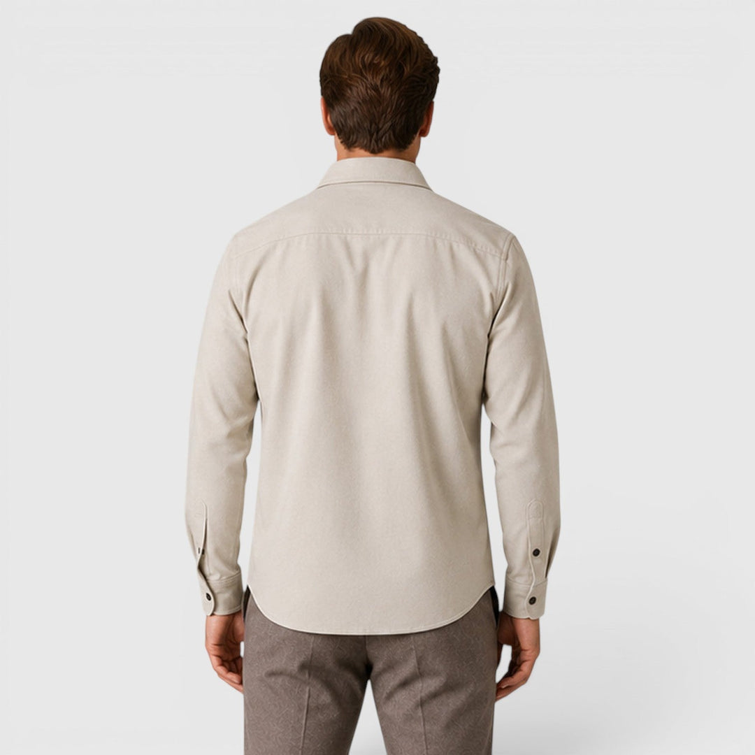 Men's Slim Fit Brushed Cotton-Look Overshirt