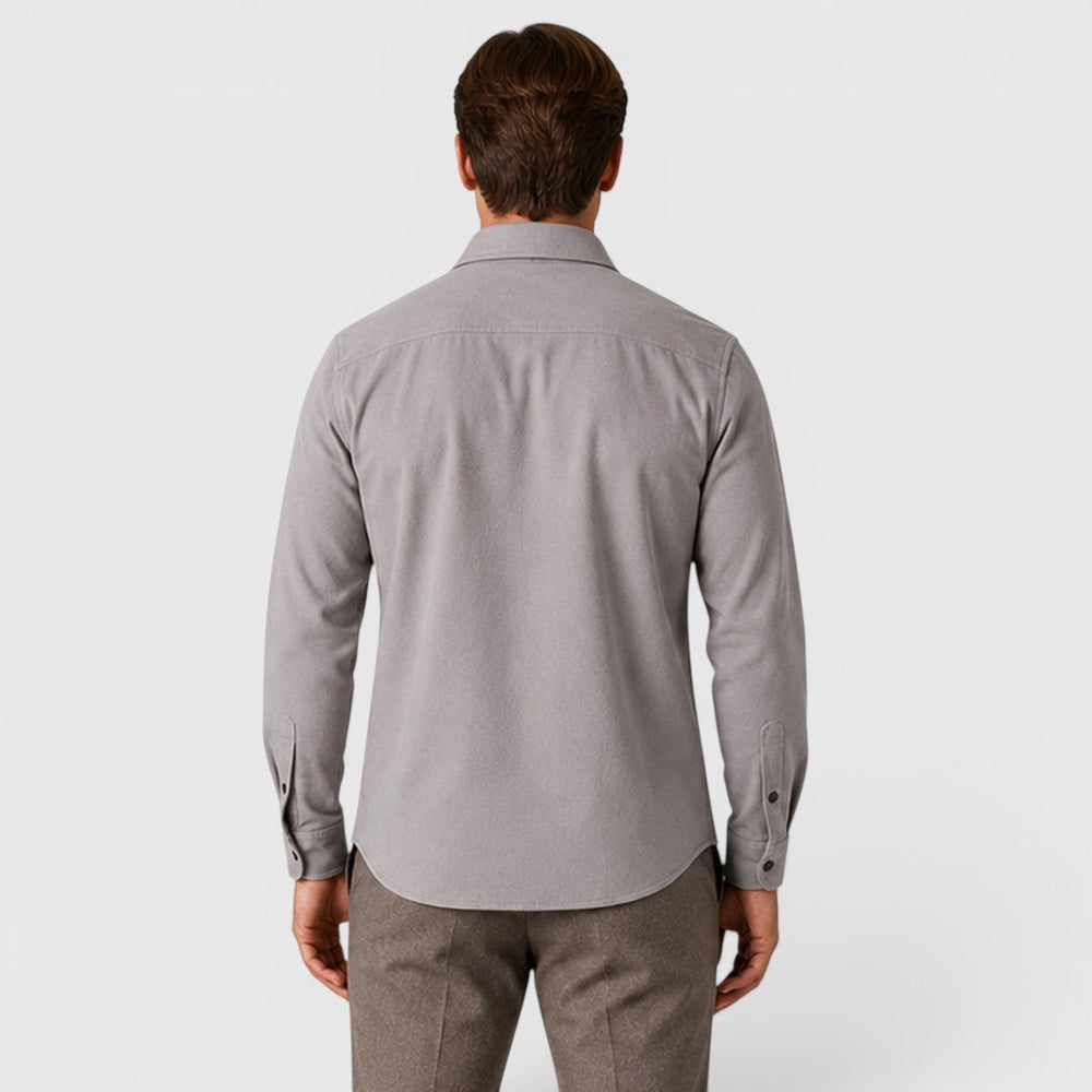 Men's Slim Fit Brushed Cotton-Look Overshirt