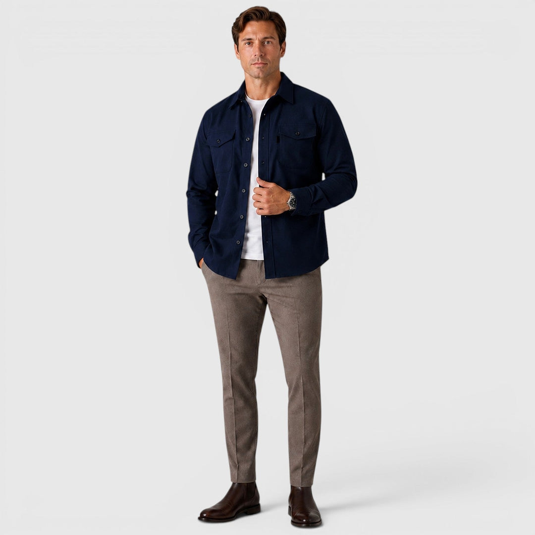 Men's Slim Fit Brushed Cotton-Look Overshirt