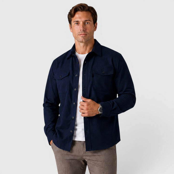 Men's Slim Fit Brushed Cotton-Look Overshirt