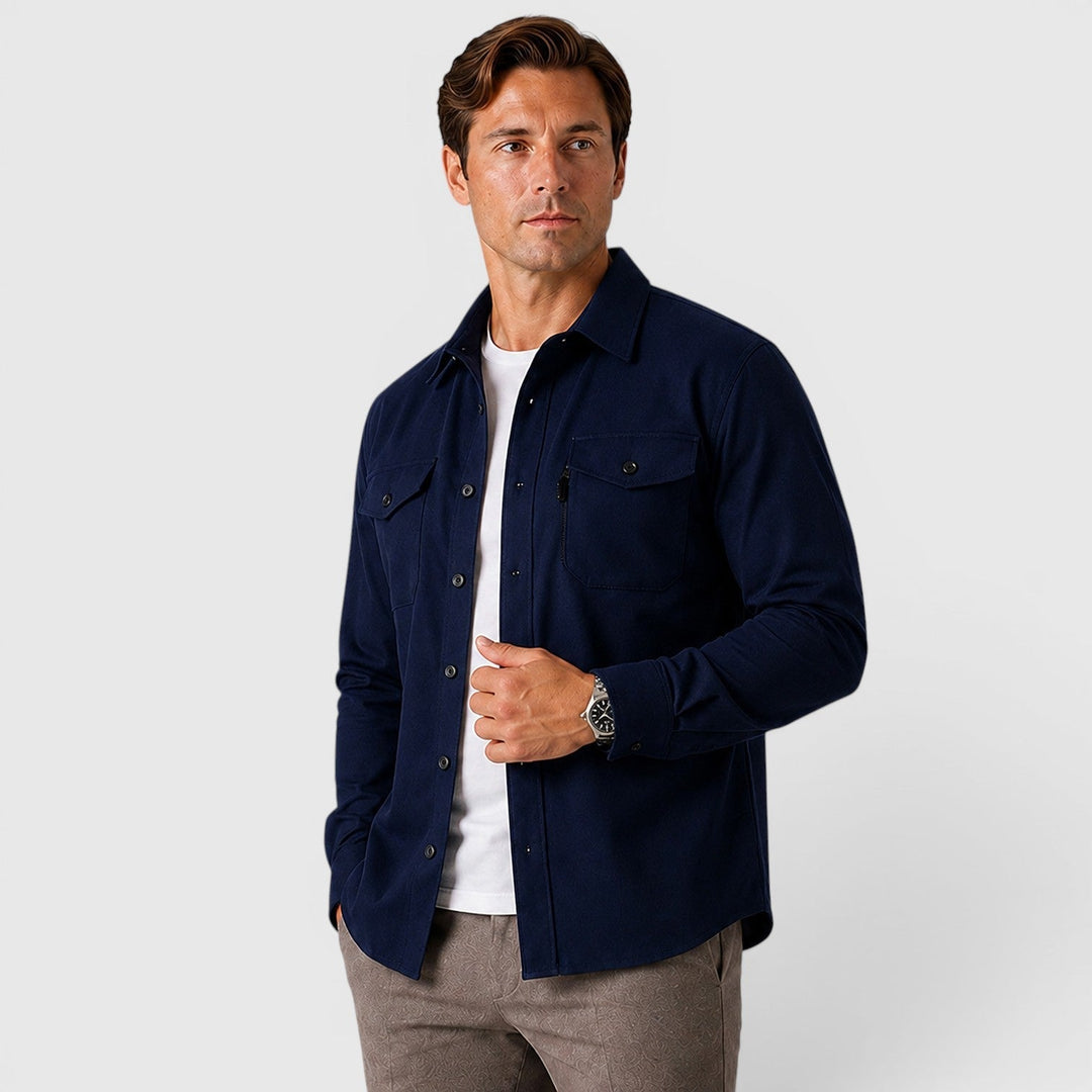 Men's Slim Fit Brushed Cotton-Look Overshirt